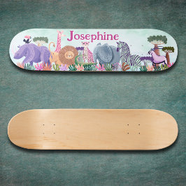 Safari jungle animals girl custom skateboard