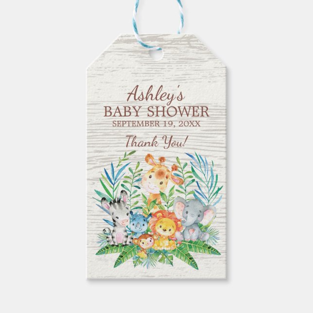 Safari Jungle Baby Shower Favor Gift Etiqueta (Anverso)