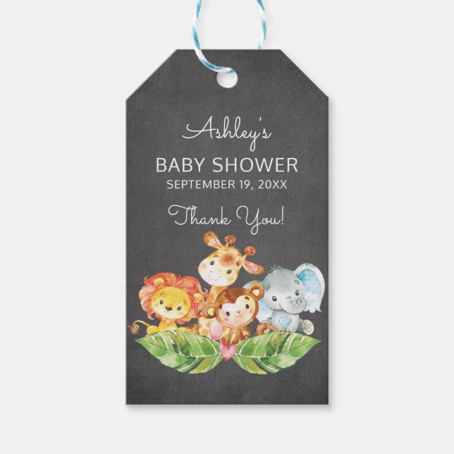 Safari Jungle Boys Baby Shower Favor Gift Etiqueta (Anverso)