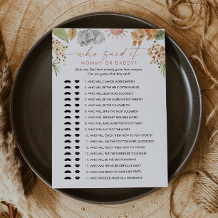 SAFARI Quien Lo Dijo Mamá Papi Tarjeta De Juego Pa