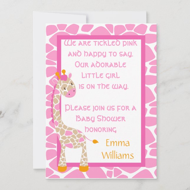 Safari Sweetness Giraffe Invitación de Baby Shower (Anverso)