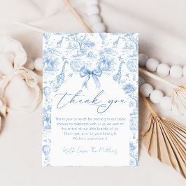 Safari Toile De Jouy Baby Shower Gracias Tarjeta