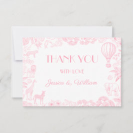 Safari Toile De Jouy Baby Shower Gracias Tarjeta