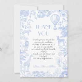 Safari Toile De Jouy Baby Shower Gracias Tarjeta