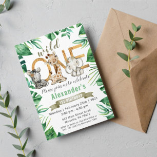Safari Wild One Birthday Party Invitación