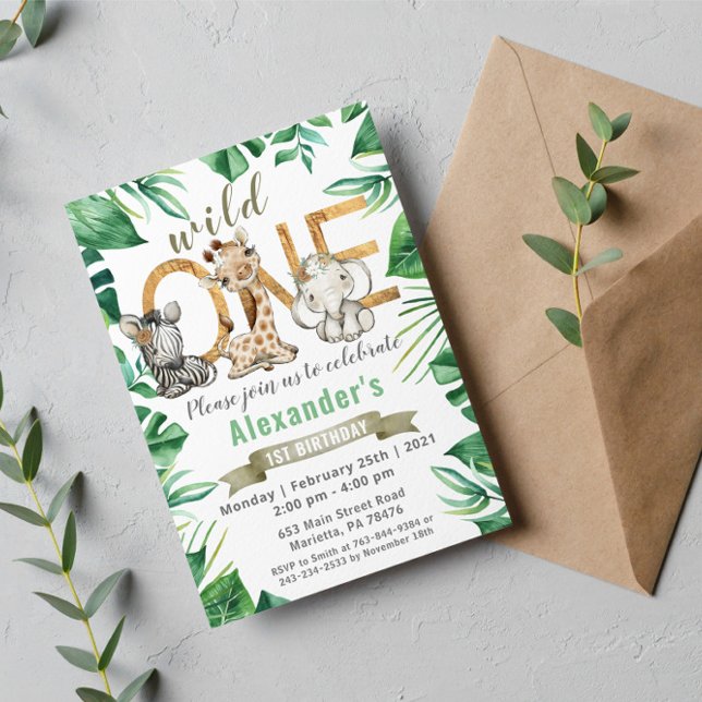Safari Wild One Birthday Party Invitación (Subido por el creador)