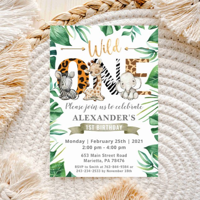 Safari Wild One Birthday Party Invitación (Subido por el creador)