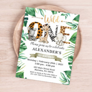 Safari Wild One Birthday Party Invitación