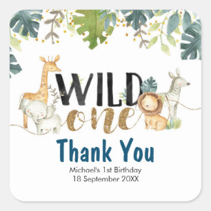 Safari Wild Un Cumpleaños Gracias Pegatina