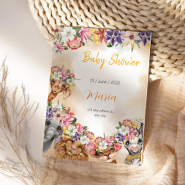 Safari Wildone baby ducha invitación oro