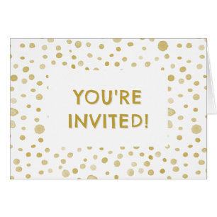 Saffron Confetti Watercolor Dots Birthday Invite