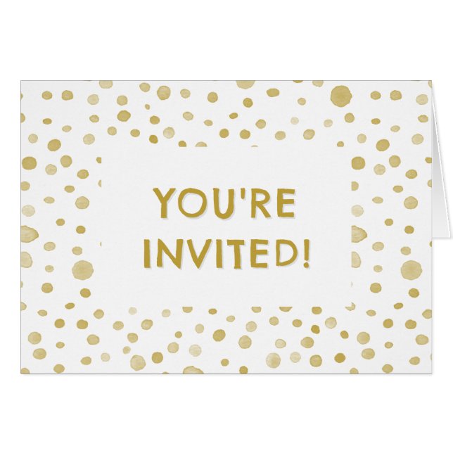 Saffron Confetti Watercolor Dots Birthday Invite (Anverso (Horizontal))