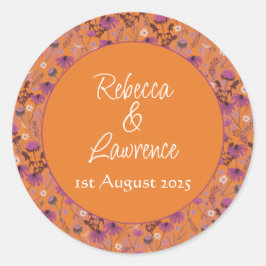 Saffron Sky Wildflowers - pegatina Boda redonda