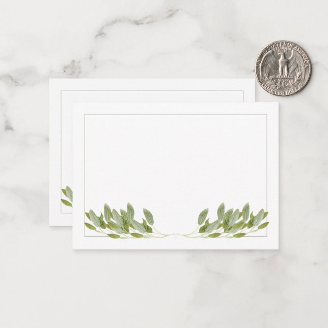 SAGE 3.5x2.5 Tarjeta de nota plana / Horizontal (Anverso/Reverso In Situ)