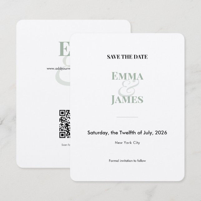 Sage Ampersand Save the Date | Tarjeta de Boda (Anverso / Reverso)