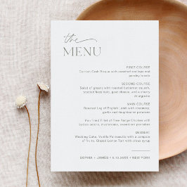 SAGE Boda Menú de cena 5x7 Tarjeta