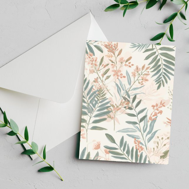 Sage Botanical Blush Leaf Watercolor Pattern Card (Subido por el creador)