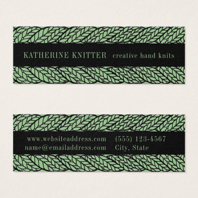 SAGE CABLE KNIT Tarjeta de presentación Mini 3x1 (Anverso y reverso)