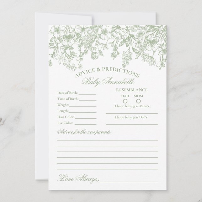 Sage Chinoiserie Consejo Floral para la tarjeta de (Anverso)