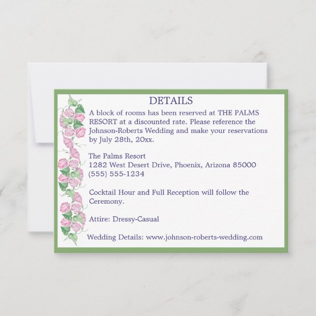 Sage con tarjetas de detalles de flores rosadas (Anverso)