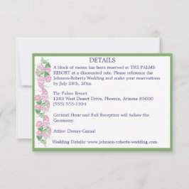 Sage con tarjetas de detalles de flores rosadas