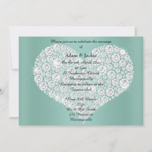 SAGE DIAMOND HEART ELEGANT WEDDING Invitación