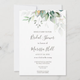 Sage Elegant Eucalyptus Bridal Shower Invitación