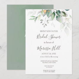 Sage Elegant Eucalyptus Bridal Shower Invitación