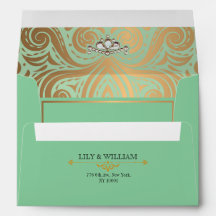 Sage Elegante Artdeco Diamante Boda Dorada