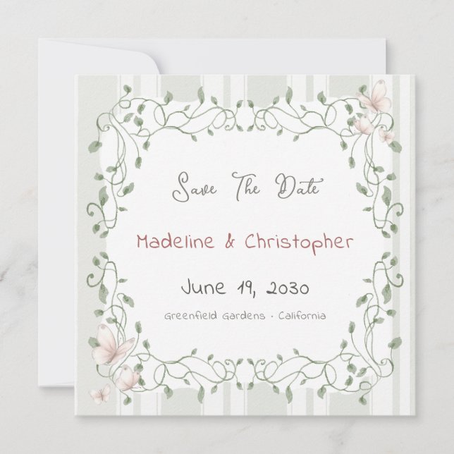 Sage Eucalyptus Wedding Save the Date (Anverso)