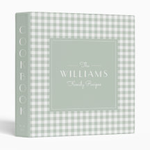 Sage Gingham Farmhouse Recipe Cookbook