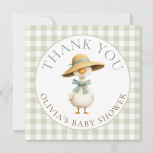 Sage Gingham Silvestre Pato Gracias Tarjeta de Agr