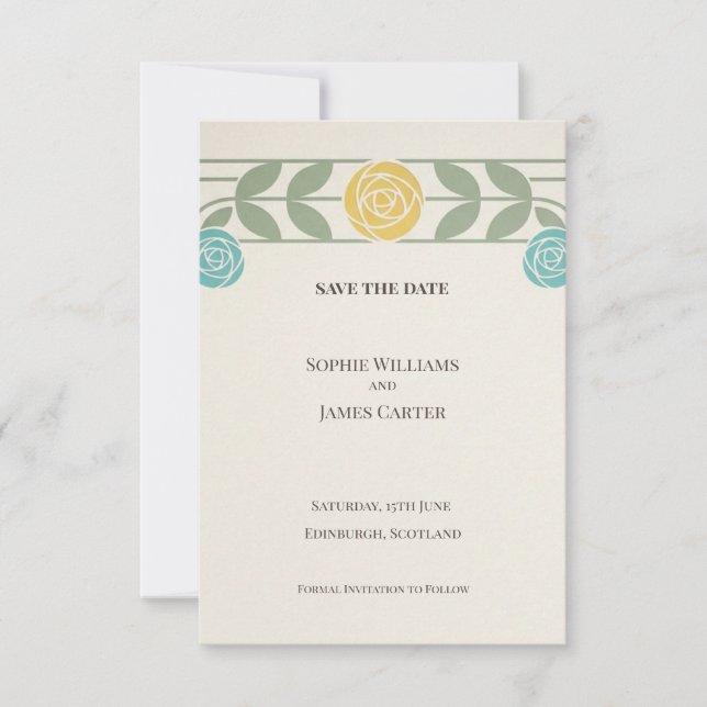 Sage Gold Art Deco Anuncio de Compromiso (Anverso)
