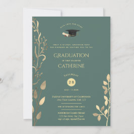 Sage Gold GRADUATION Ceremony Invitaciones Clásica