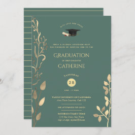 Sage Gold GRADUATION Ceremony Invitaciones Clásica