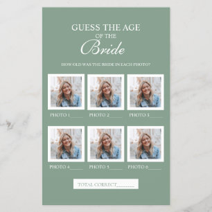 Sage Green Adivina La Edad De La Novia Hoja De Pap