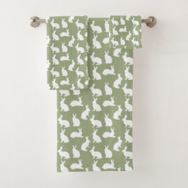 Sage Green And White Bunny Pattern Cute Easter