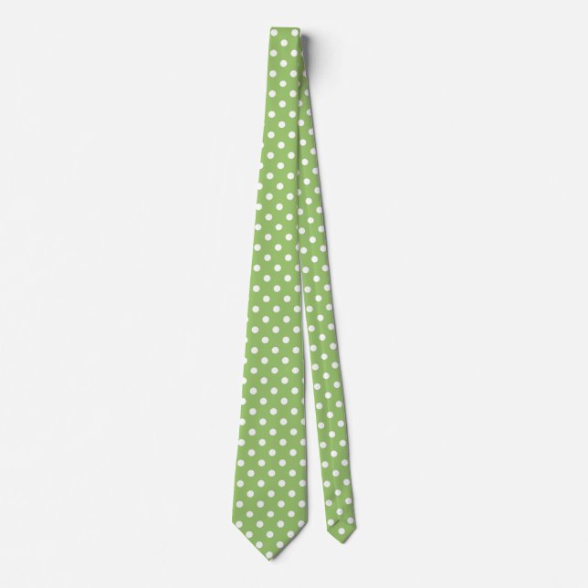 Sage Green and white polka dota de corbata de cuel (Anverso)
