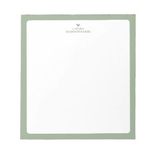 Sage Green Bloc de notas simple personalizado de