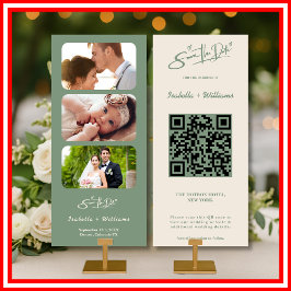 Sage Green Boda Foto Código QR Guardar fecha