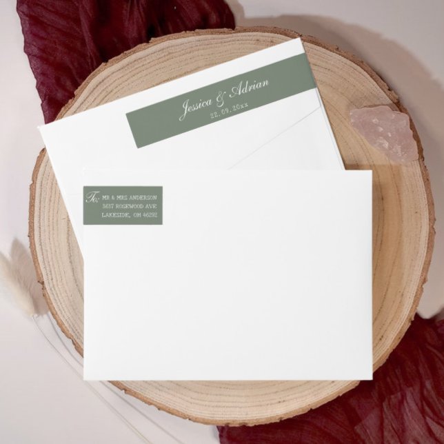 Sage Green Boda Minimalista (Sage Green Wedding Minimalist Wrap Around Label)