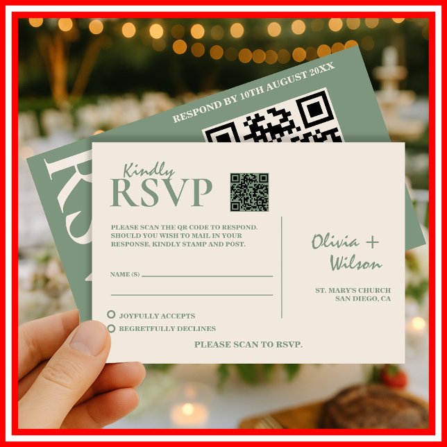 Sage Green Boda QR Code RSVP (Subido por el creador)
