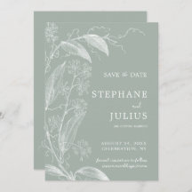 Sage Green Botanical Save the Date Invitación