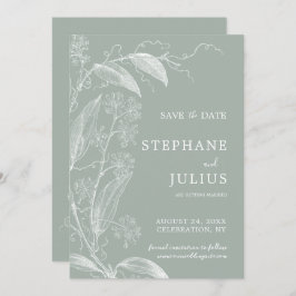 Sage Green Botanical Save the Date Invitación