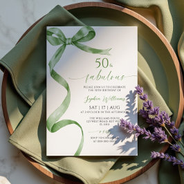 Sage Green Bow 50 y Fabulosa Invitación al cumplea