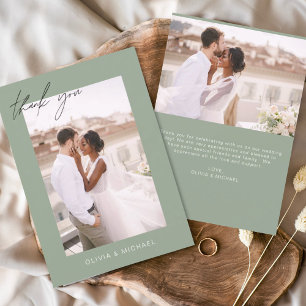 Sage Green Budget Boda Foto Tarjetas de agradecimi
