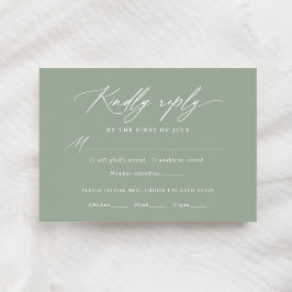 Sage Green Calligraphy Boda Menú Tarjeta RSVP
