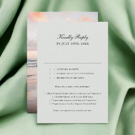 Sage Green Classic Calligraphy Photo Wedding RSVP