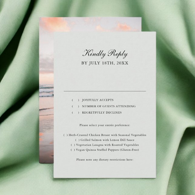 Sage Green Classic Calligraphy Photo Wedding RSVP (Subido por el creador)