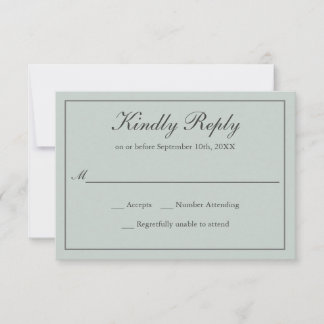 Sage Green Classic Simple Elegante Wedding RSVP